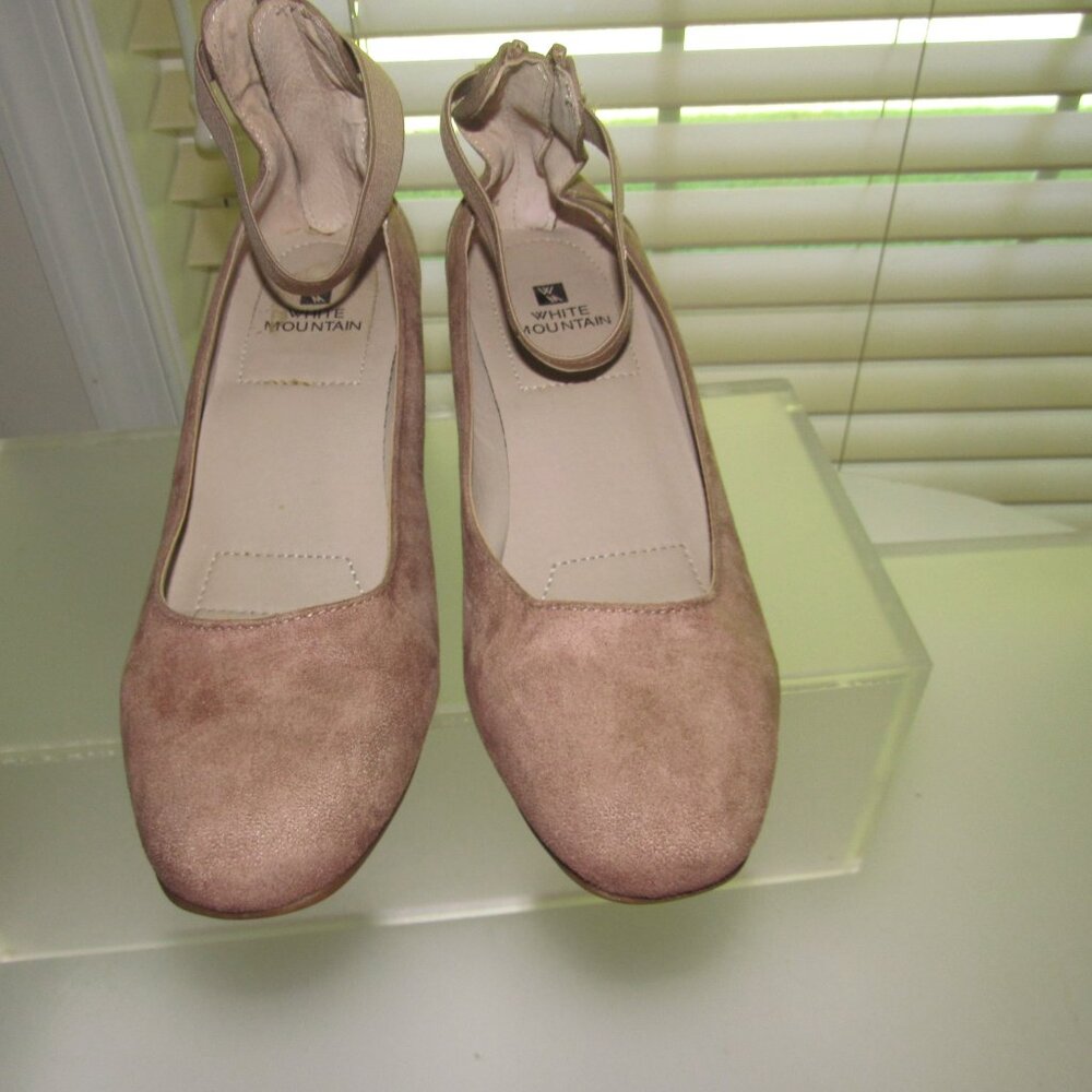 White Mountain Makayla Taupe Suede Block Heel Ankle Strap Pumps Women’s 8M - Picture 5 of 9